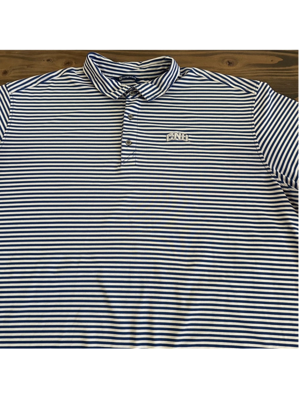 Cutter & Buck CNU Christopher Newport Polo 3XL Blue White Striped Performance